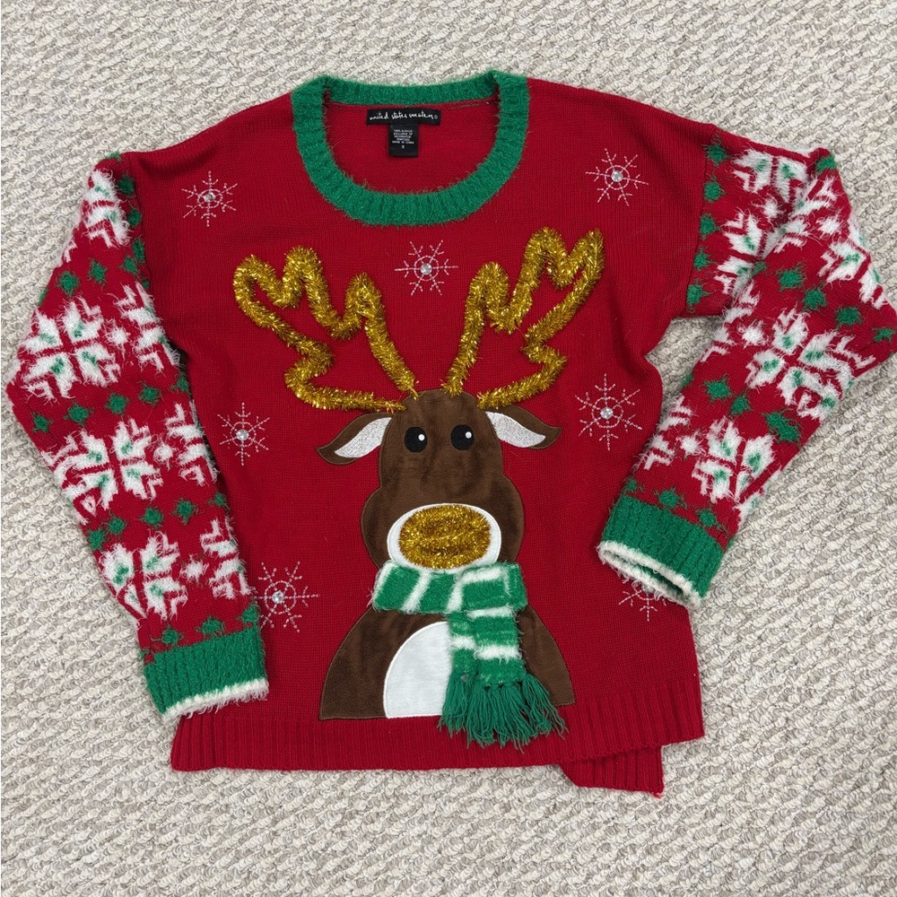 Women’s reindeer ugly Christmas sweater